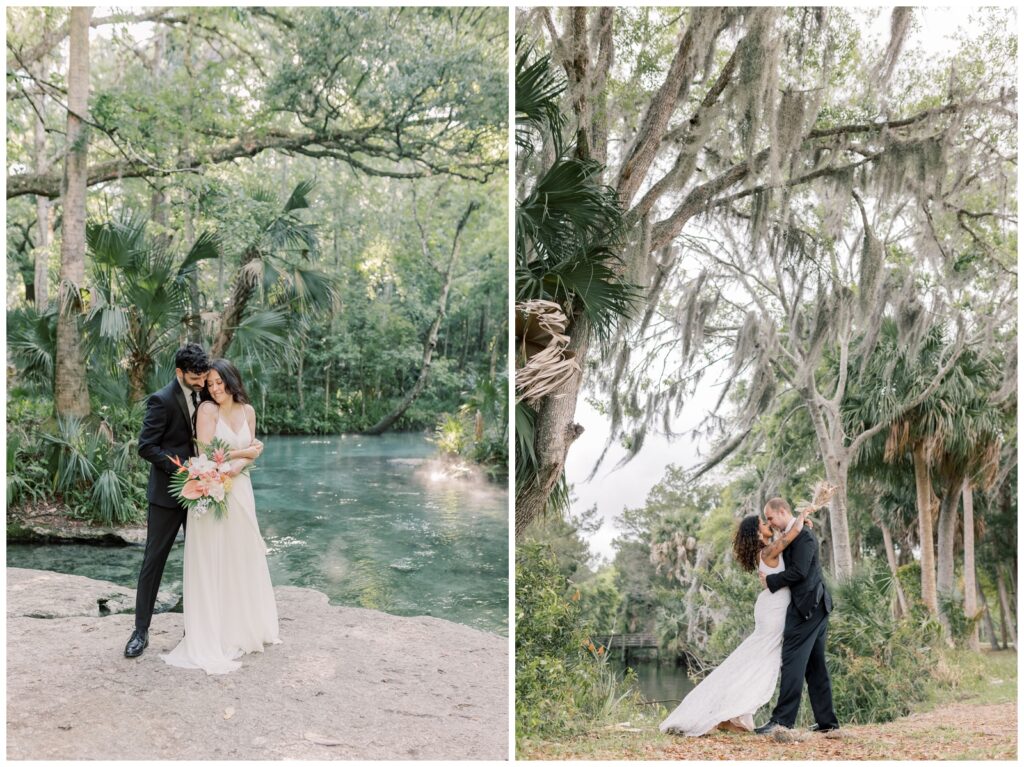 Two couples celebrating their elopement in Florida at Kelly Springs and in Crystal River during the Winter. 