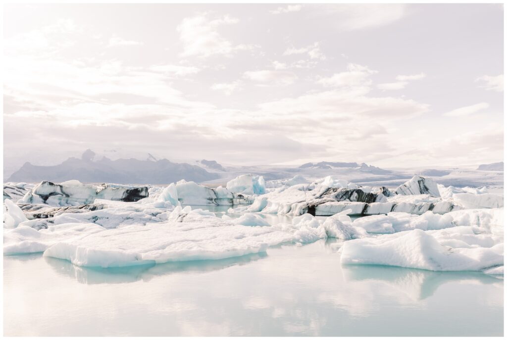 Landscape of Glacier Lagoon in Iceland during August.