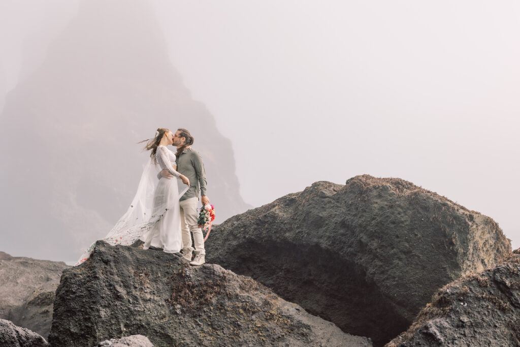 bride and groom at one of the most beautiful iceland elopement locations